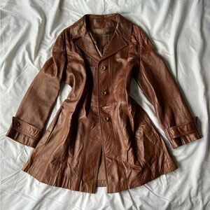 Vintage Skin Gear Genuine Leather Swing Coat – Chestnut Brown